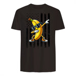 Dabbing Banana Retro American Flag Banana Lover Boys Kids T-Shirt in Dark Chocolate - back view