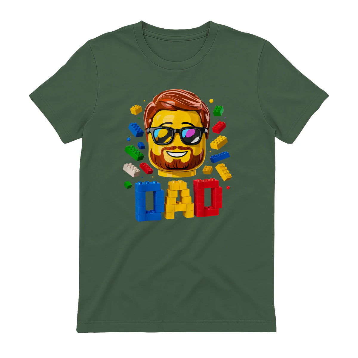 Dad Master Builder T-Shirt in Military Green - back view