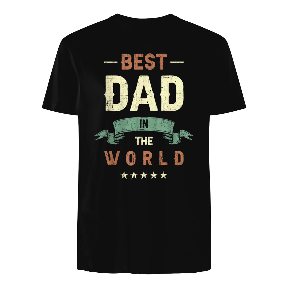 Best Dad in the World, Retro Vintage Look T-Shirt in Black - back view