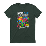 I Wear Blue for My Grandson Autism Awareness Grandma Nana in Forest Green - back view