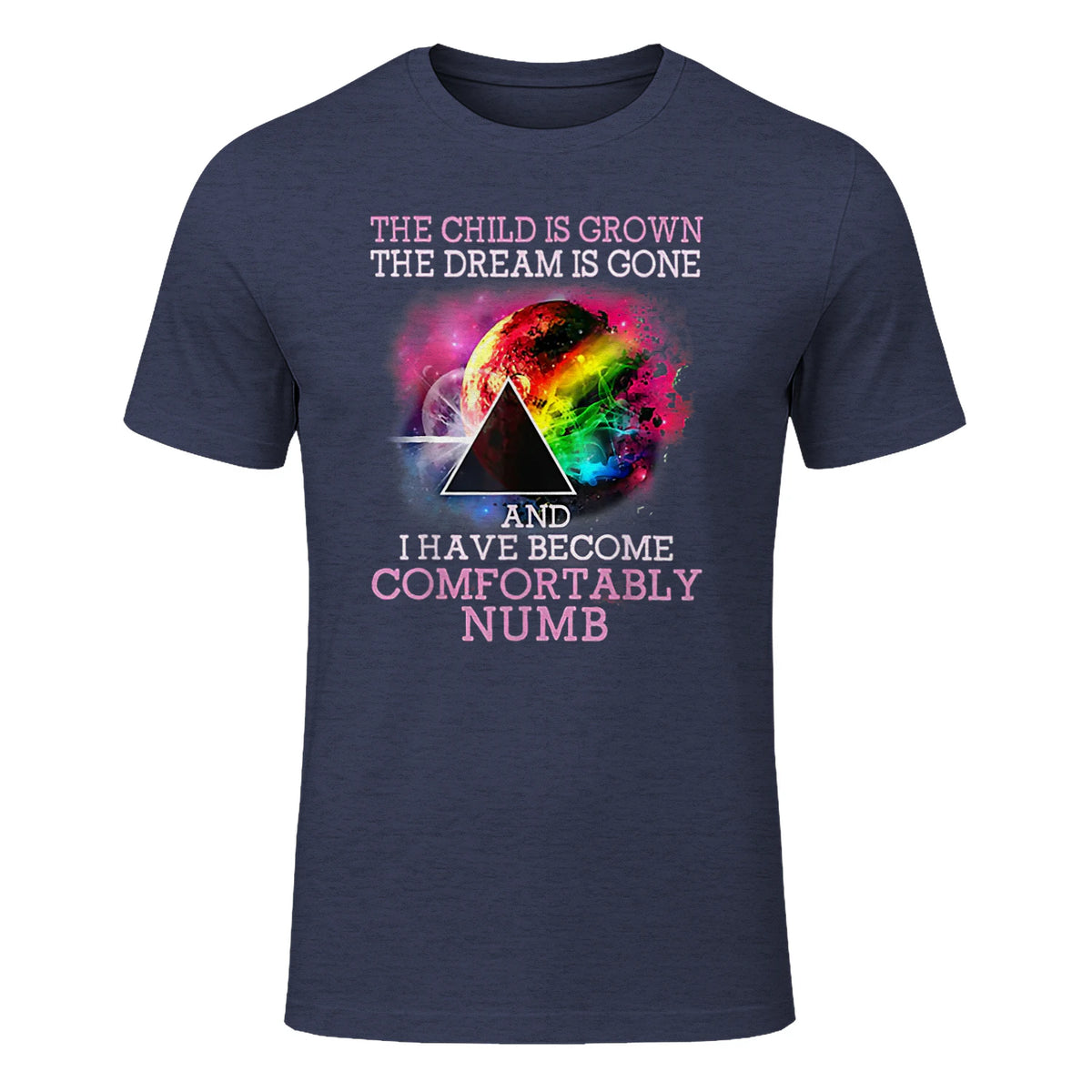 The Child Is Grown The Dream Is Gone Comfortably Number T-Shirt in Heather Navy - front view