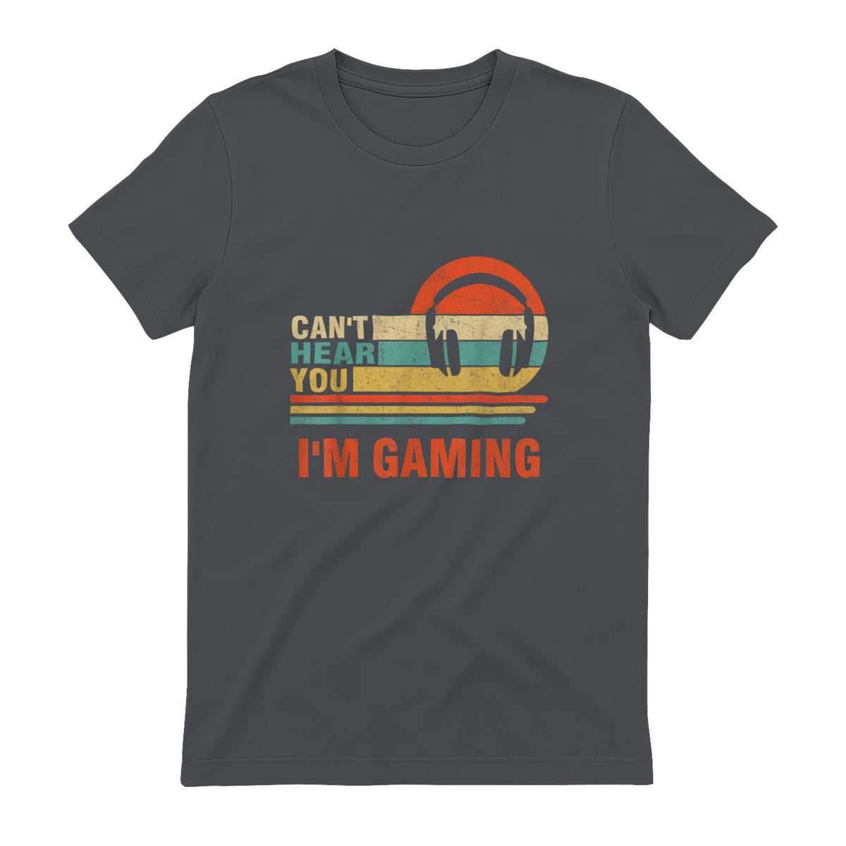 Funny Gamer Gift Headset Can't Hear You I'm Gaming in Charcoal - back view