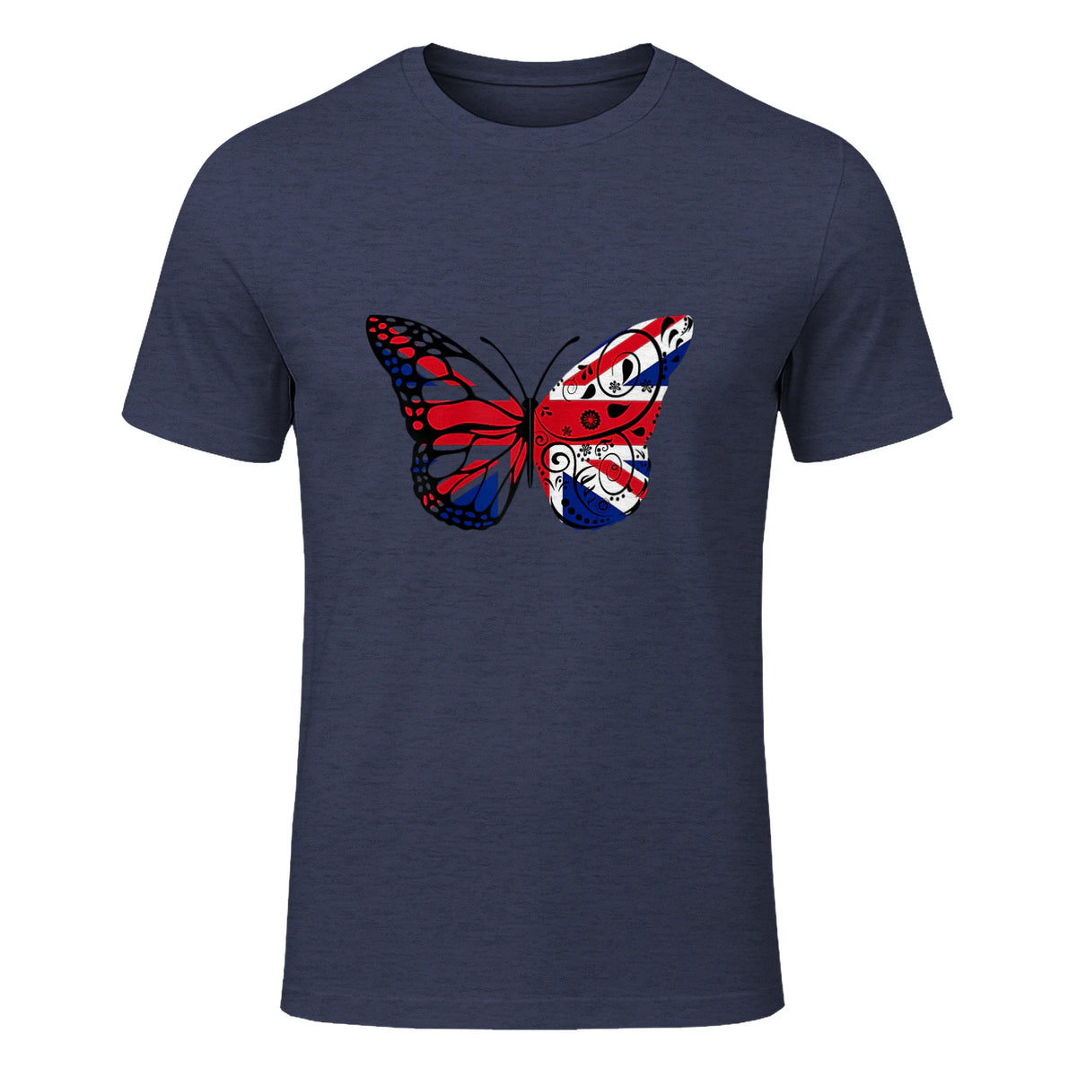 Union Jack Butterfly Butterflies Flag Wings British UK Flag in Heather Navy - front view