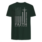 America Pride US Flag Faith Over Fear Prayer T-Shirt in Forest Green - back view