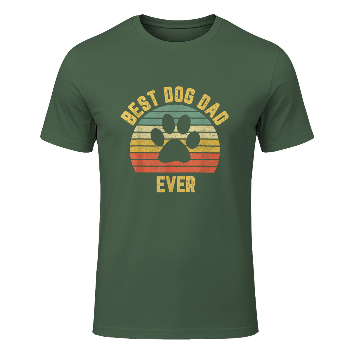 Vintage Dog Dad Cool Father's Day Gift Retro in Military Green - front view