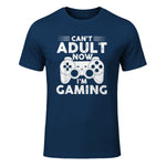 I Can't Adult Now I'm Gaming Gamer Console T-Shirt in Navy - front view