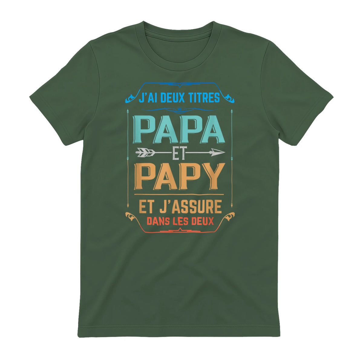 Deux Papa J'Ai et Papy Titres Grand Père in Military Green - back view