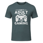 I Can't Adult Now I'm Gaming Gamer Console T-Shirt in Dark Heather - front view