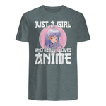 Manga & Anime Outfits for Women & Girls Anime Girl Merch Otaku Gift Just A Girl Who Loves Anime in Dark Heather - back view