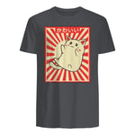 Vintage Japanese Cat Kawaii Cat Lover Meowing Tshirt in Charcoal - back view
