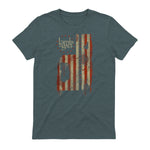 Lamb of God Pure American Metal Flag T-Shirt in Dark Heather - back view