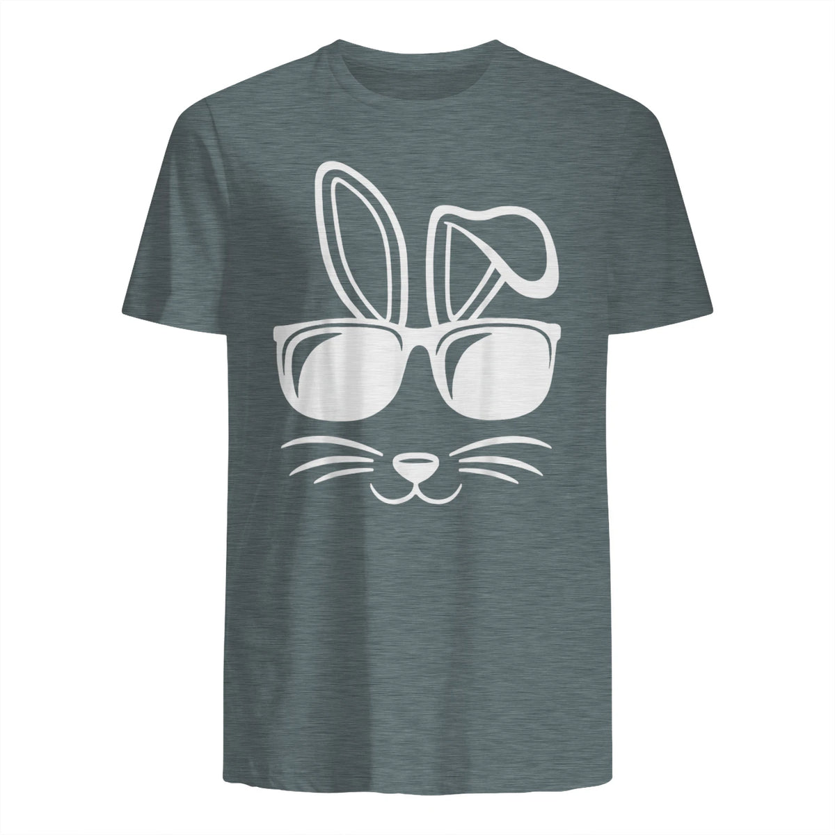 Bunny Face With Sunglasses Men Boys Kids Easter Day in Dark Heather - back view