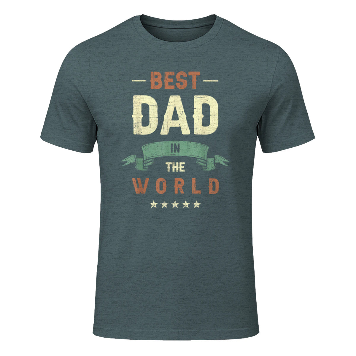 Best Dad in the World, Retro Vintage Look T-Shirt in Dark Heather - front view