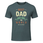 Best Dad in the World, Retro Vintage Look T-Shirt in Dark Heather - front view