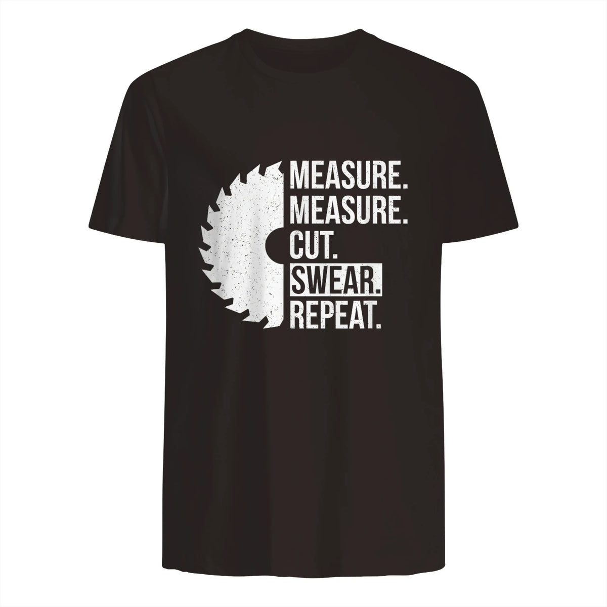 Funny Dad Shirt Measure Cut Swear Handyman Father Day Tshirt in Dark Chocolate - back view