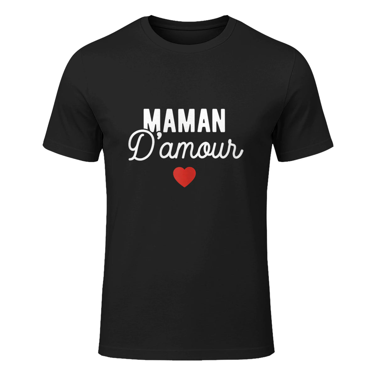 Fete des Meres Tshirt Maman Amour Fete De Mere Personnalisé in Black - front view
