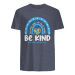 In April We Wear Blue Autism Ribbon T-Shirt in Heather Navy - back view
