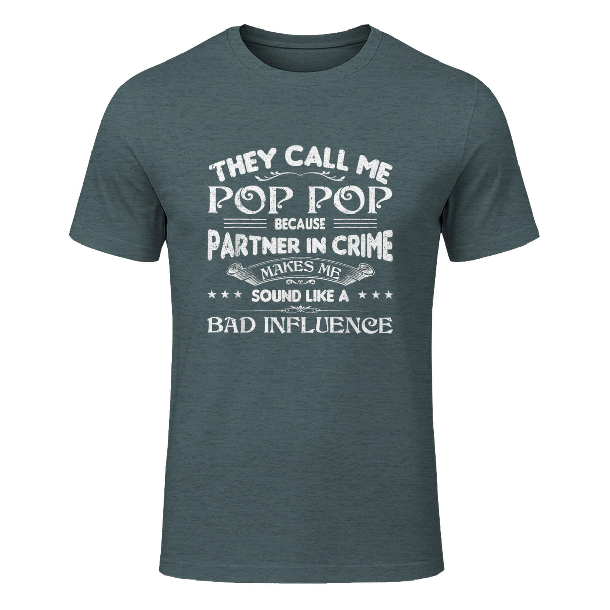Funny Pop Pop Dad Shirt Valentine Fathers Day Christmas in Dark Heather - front view
