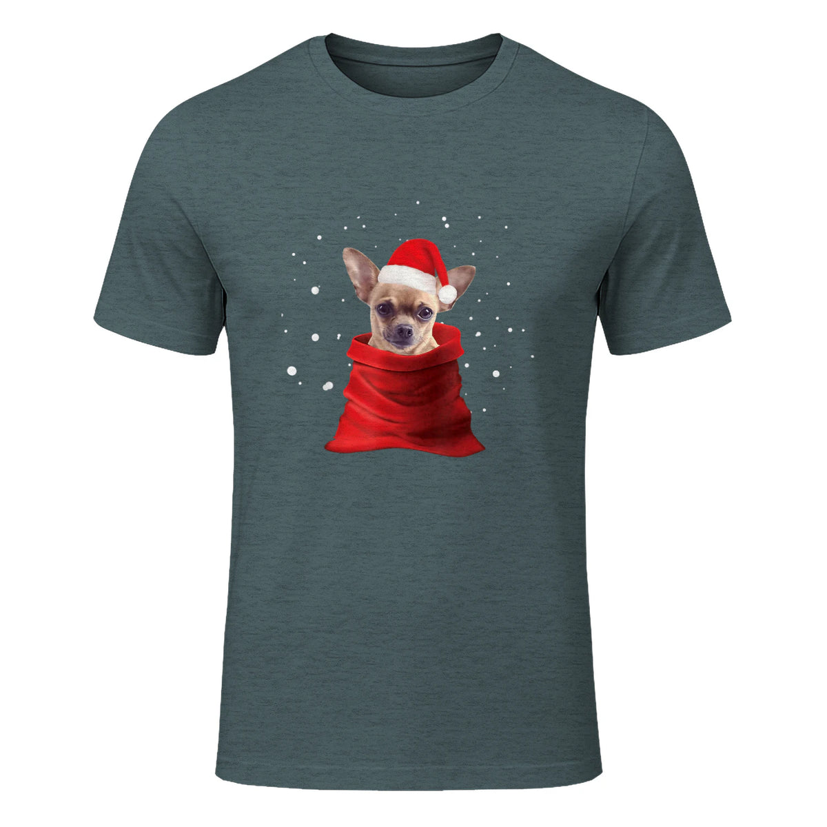 Chihuahua Motif de Noël - Mignon Mignon Xmas Neige Chiwawa in Dark Heather - front view