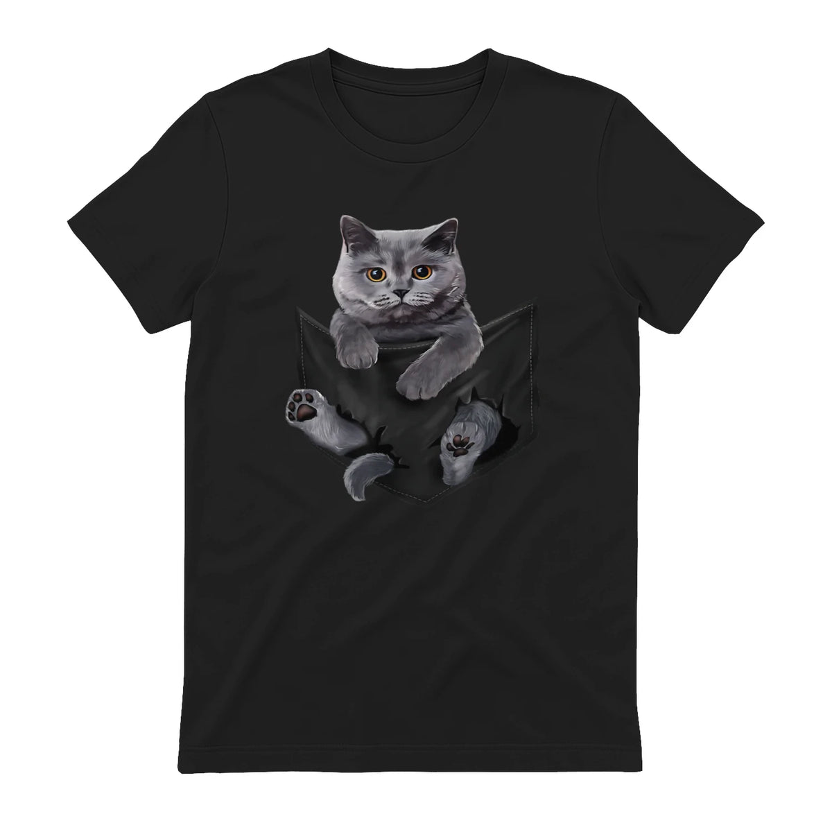 Cat Lovers British Shorthair In Pocket Fun Kitten in Black - back view