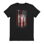 Vintage Baseball American Flag T-Shirt, Classic Fit Black Tee for Dad and Mom in Black - back view