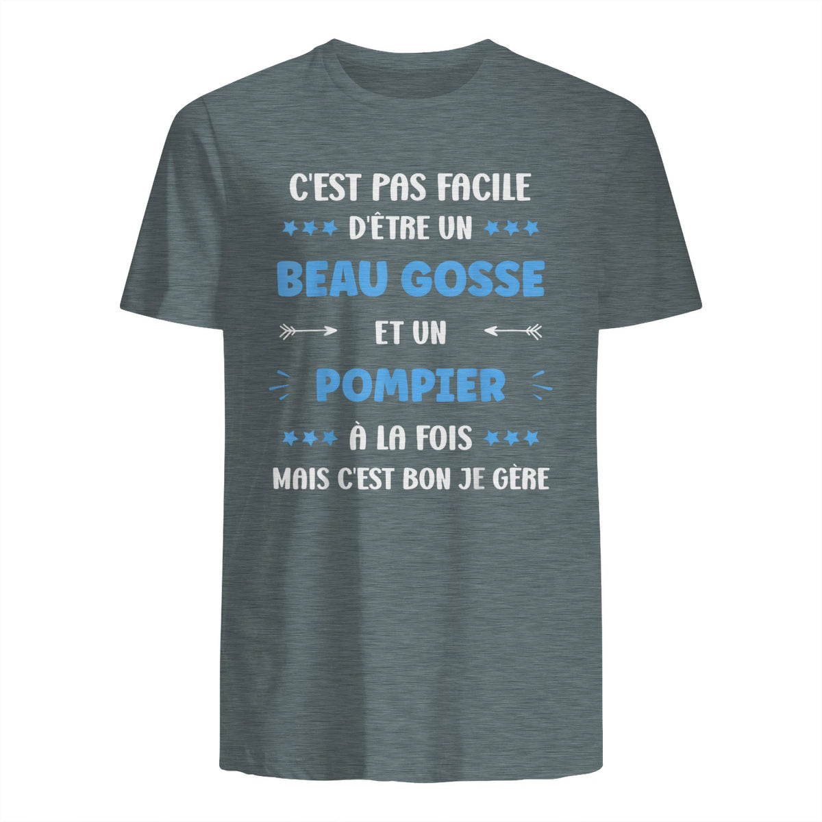 Départ Métier Super Pompier Humour Beau Gosse Pompier in Dark Heather - back view