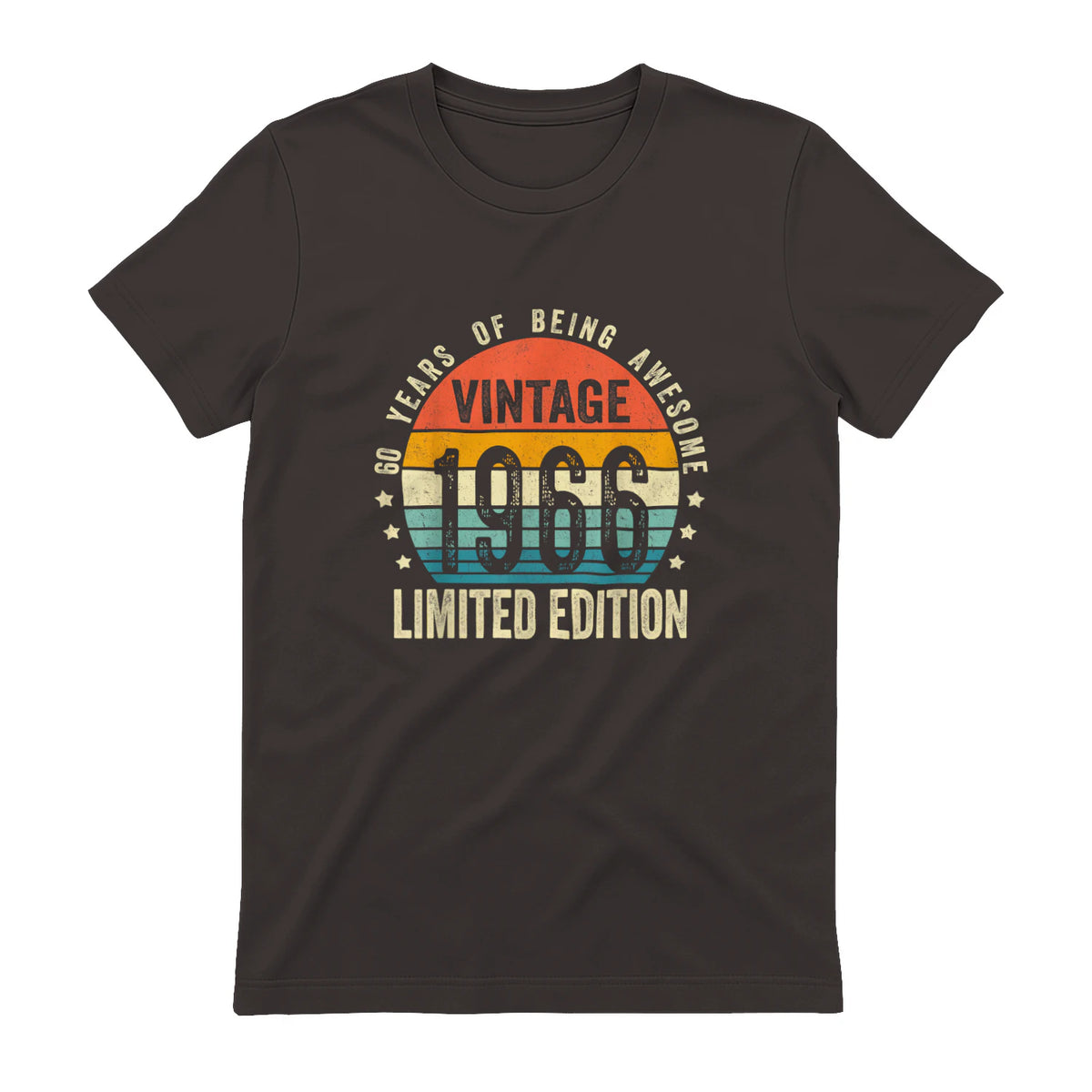 Vintage Sixtieth Birthday Gift T-Shirt in Dark Chocolate - back view