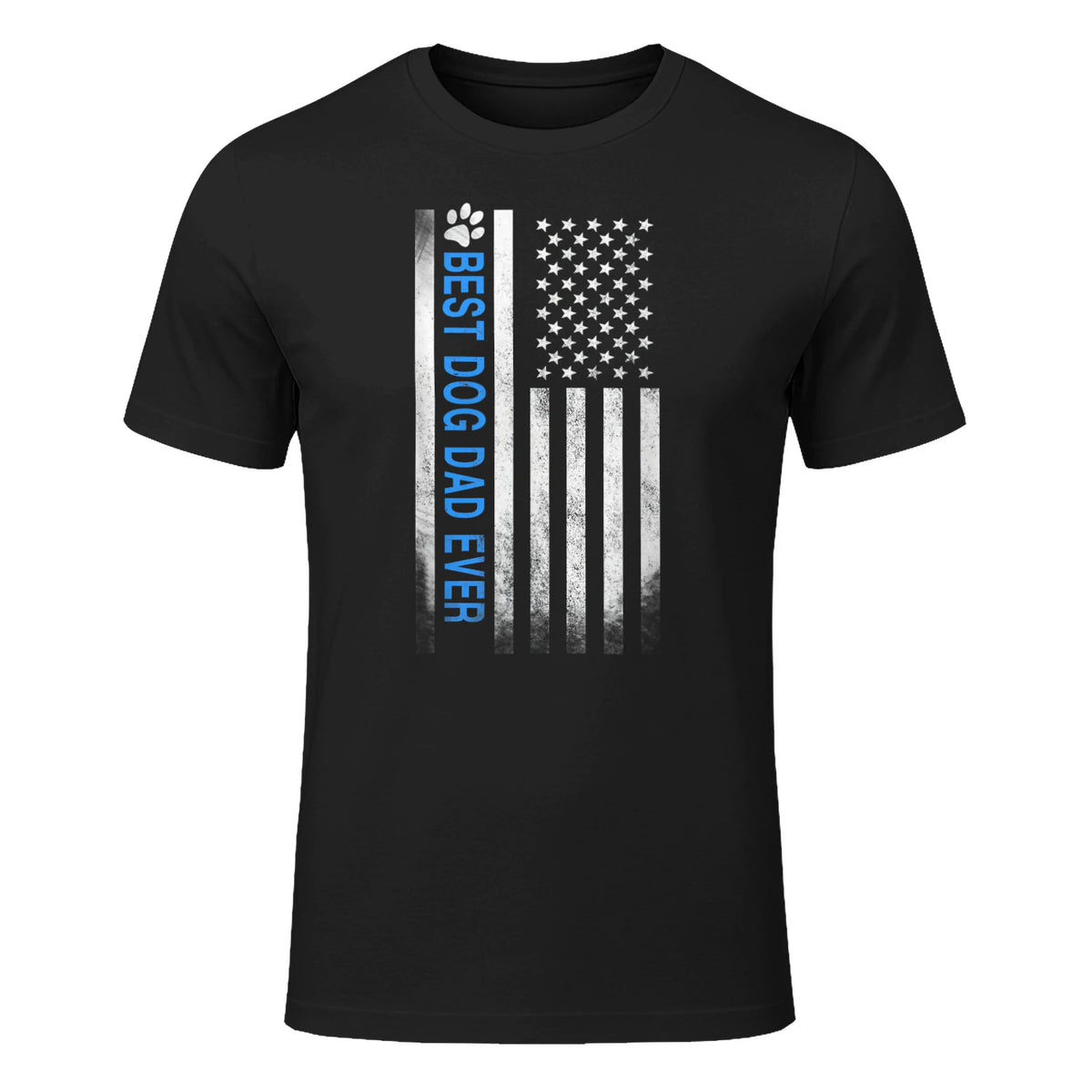 Best Dog Dad Ever American Flag T-Shirt Gift for Best Father in Black - front view