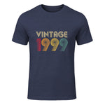 Vintage Twenty-Fourth Birthday Gift T-Shirt in Heather Navy - front view