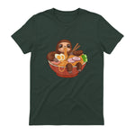 Kawaii Cute Anime Sloth Otaku Japanese Ramen Noodles in Forest Green - back view