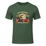 American Flag Anniversary T-Shirt in Military Green - front view