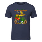 Carte de Guadeloupe Madras Colibri Hibiscus Et Rhum Antilles in Heather Navy - front view