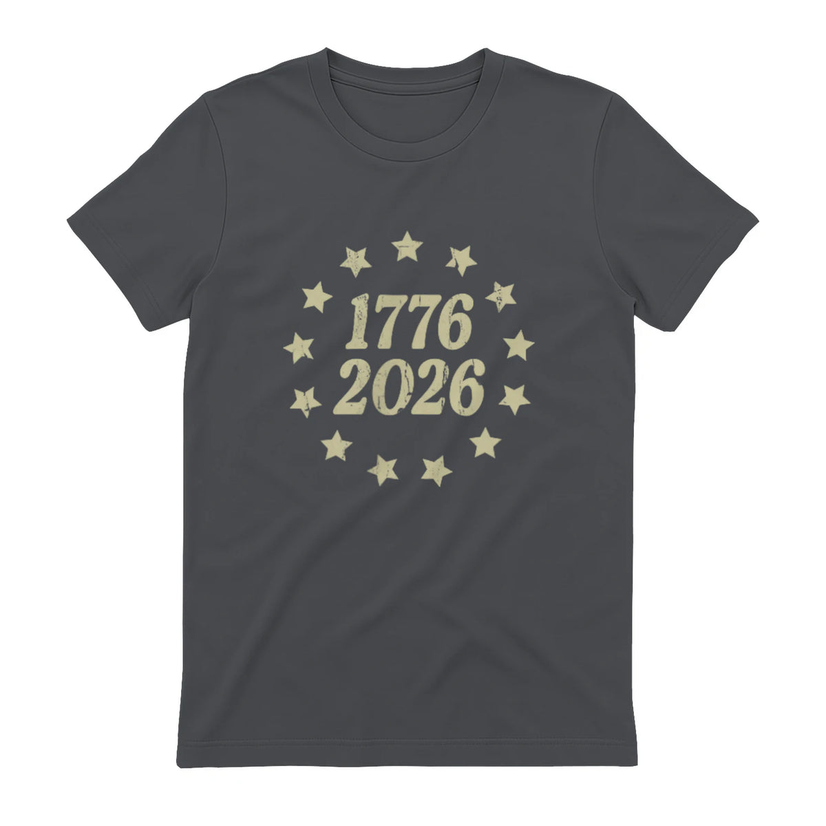 American Flag Front and Back Anniversary T-Shirt in Charcoal - back view