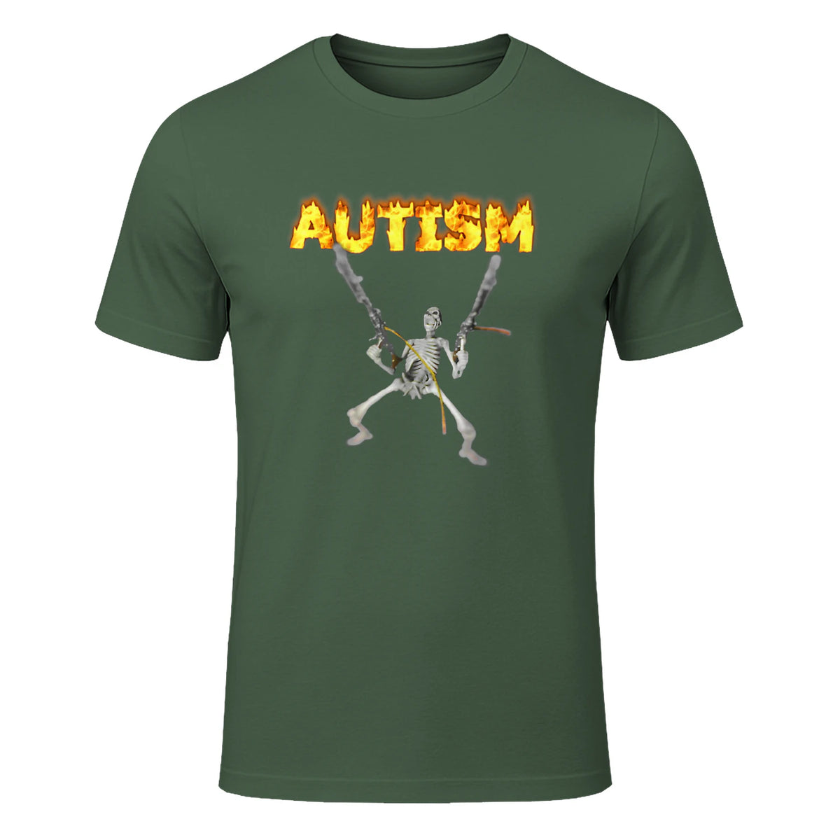 Autism Skeleton Meme in Military Green - front view