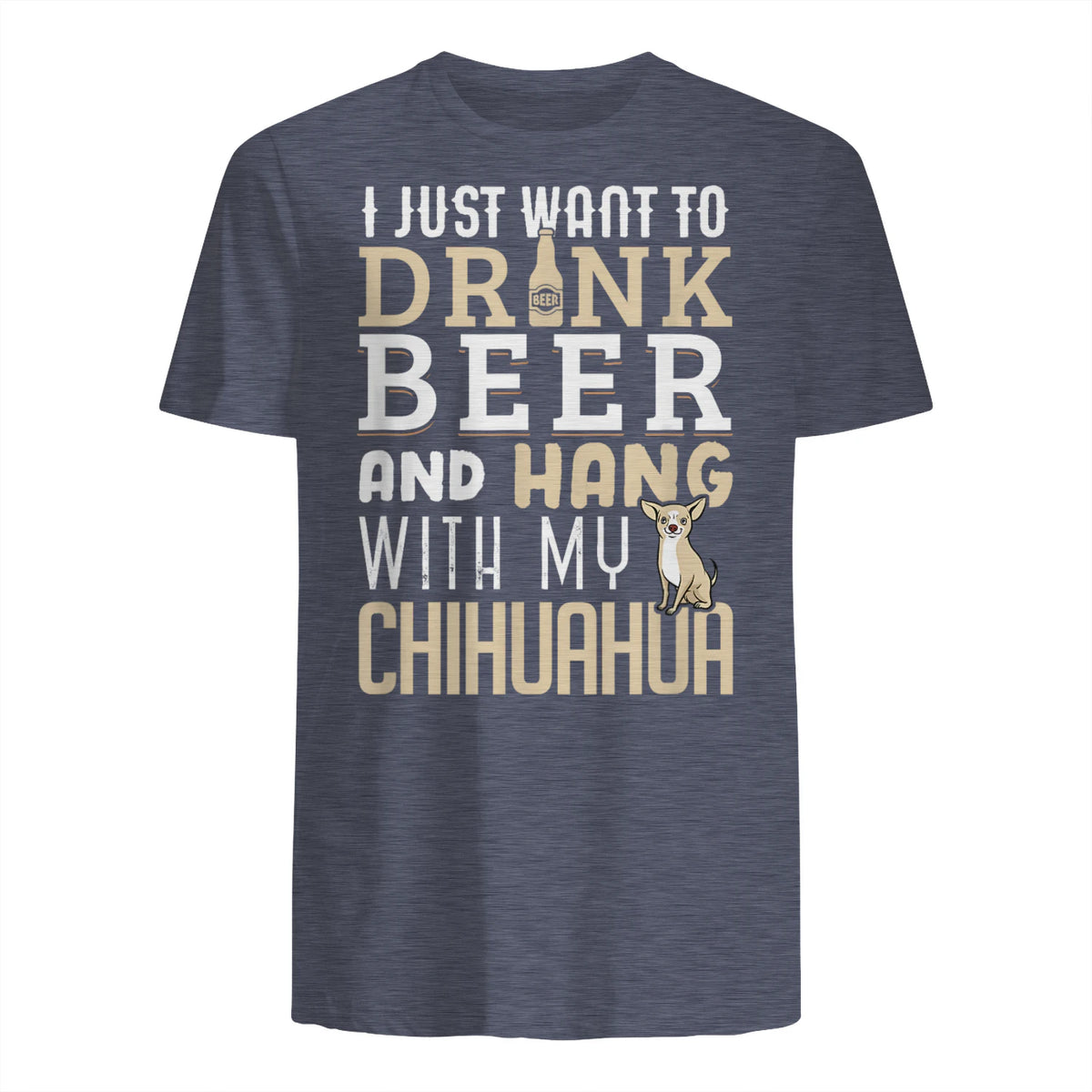Drôle fête des pères amoureux des chiens Chihuahua Papa Shirt in Heather Navy - back view