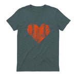 US State San Francisco Baseball Vintage Heart T-Shirt in Dark Heather - back view