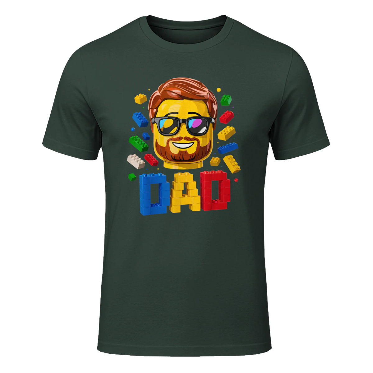 Dad Master Builder T-Shirt in Forest Green - front view