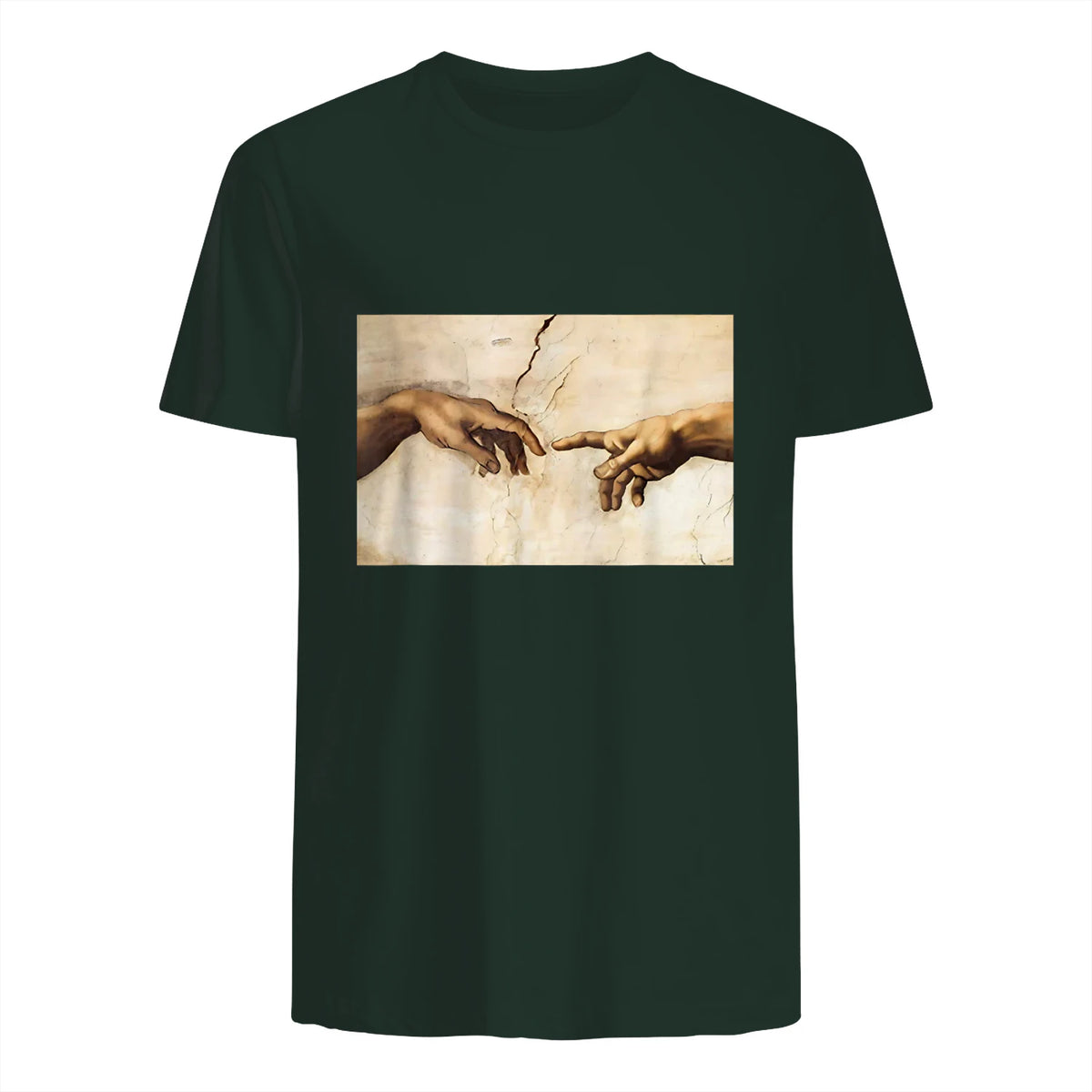 Creation of Adam Michelangelo Die Erschaffung Adams Kunst in Forest Green - back view