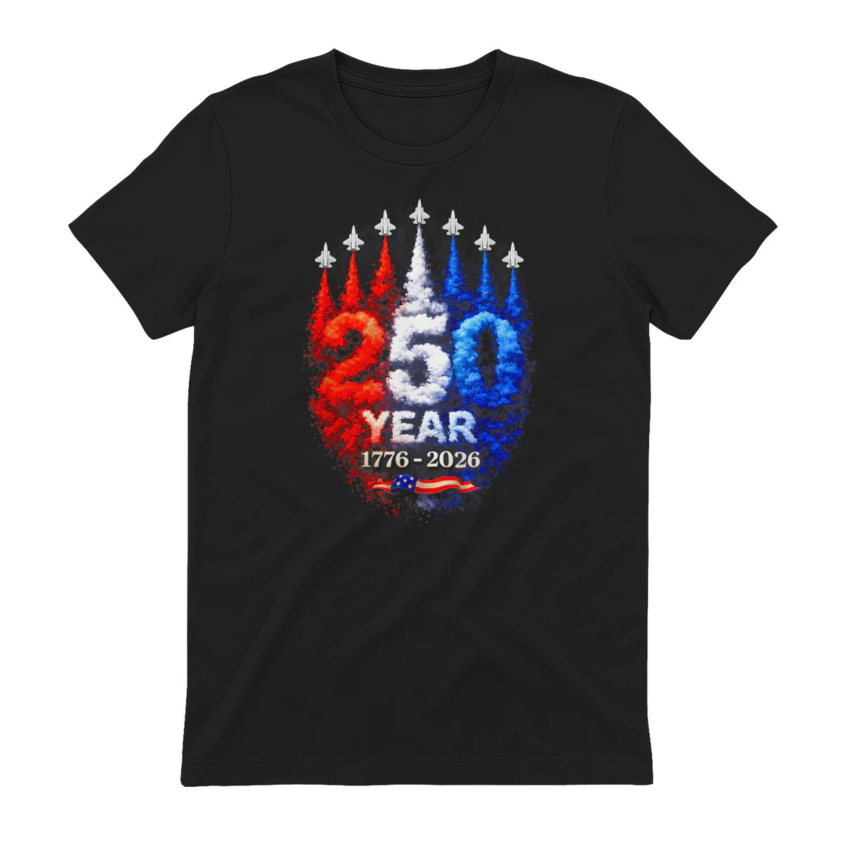 American Patriotic Fourth of July Anniversary T-Shirt in Black - back view