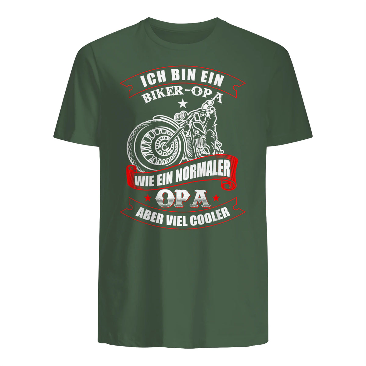 Biker-Opa wie normaler Opa Aber viel Cooler - Motorrad Shirt in Military Green - back view