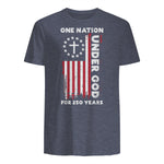 Christian American Flag Anniversary T-Shirt in Heather Navy - back view