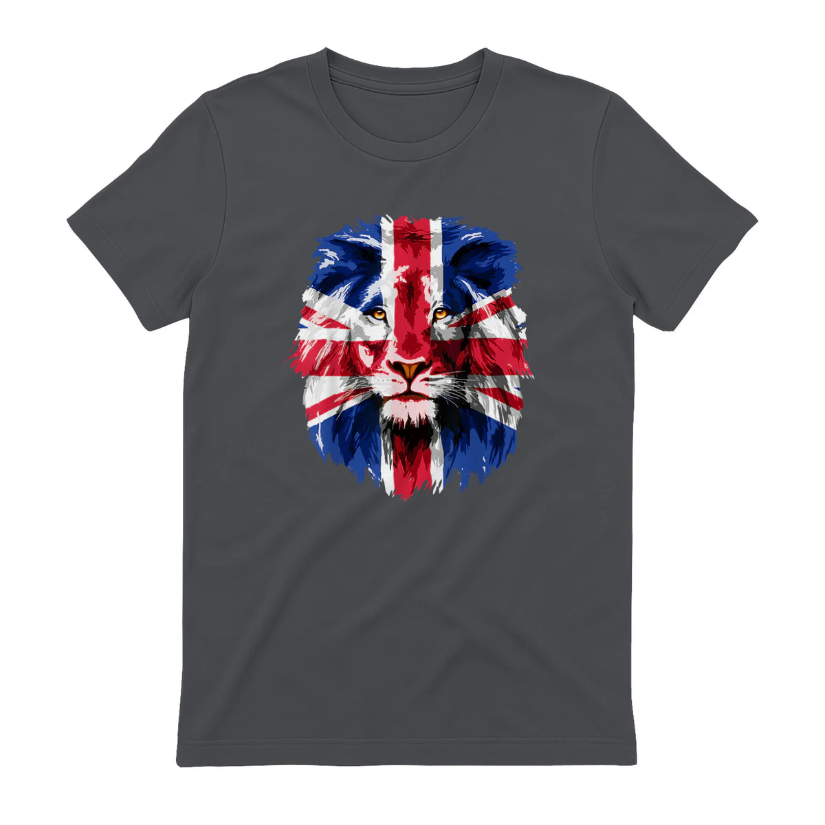 Union Jack UK Flag Lion Face Great Britain Union Jack Flag in Charcoal - back view