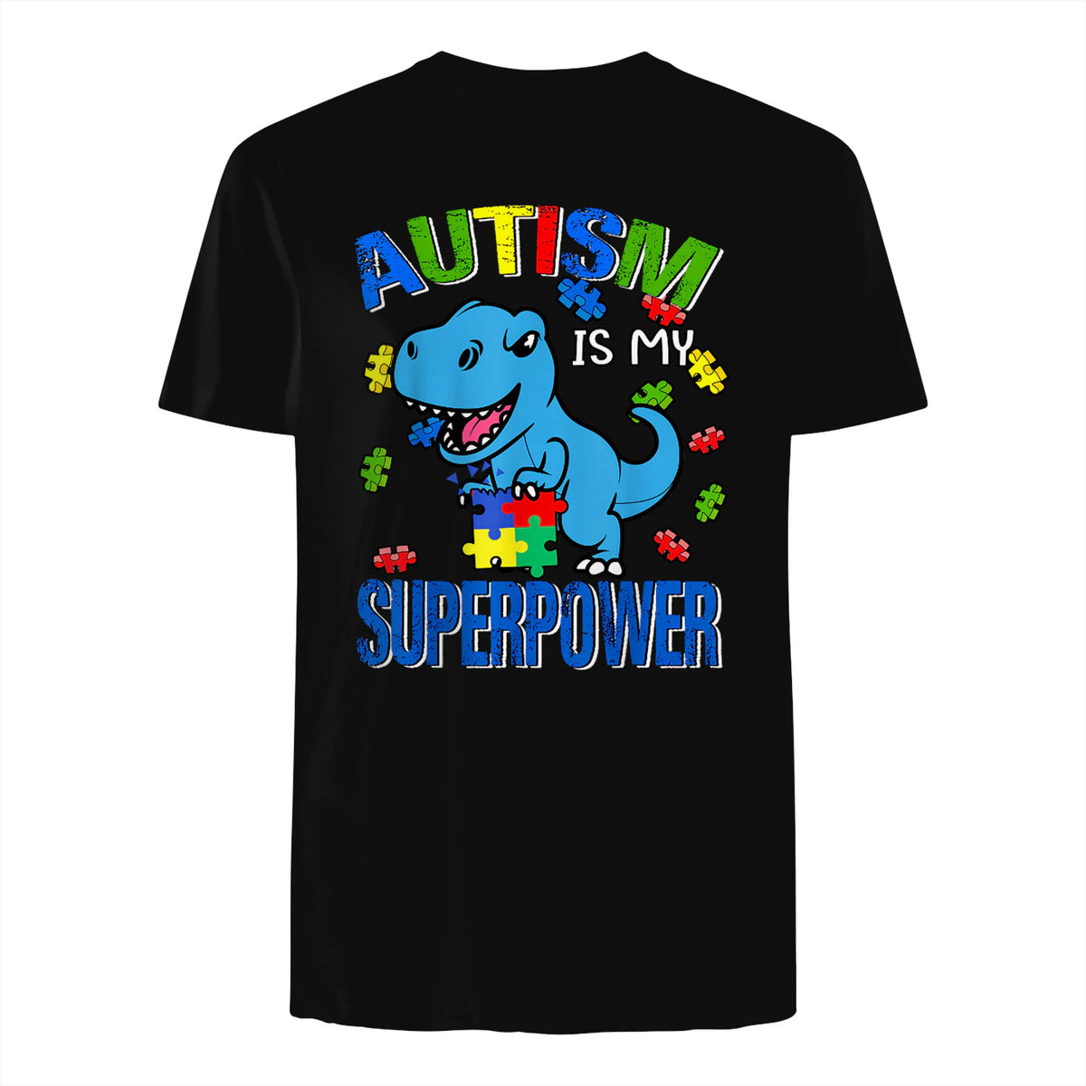 Kids Autism Awareness is My Superpower Boys in Black - back view