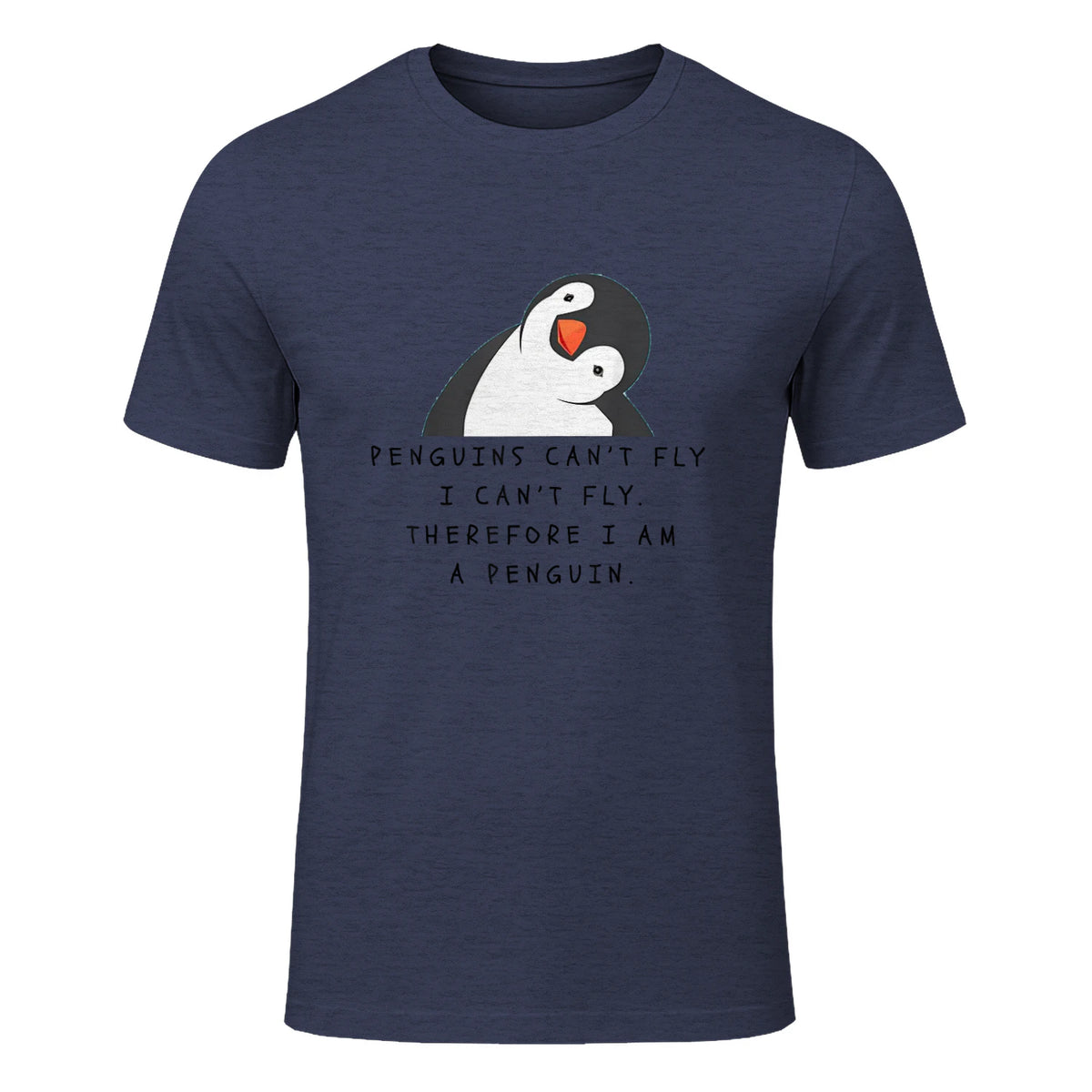 Funny Penguins T-shirt Woman Man Children Gift in Heather Navy - front view