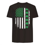US American Flag with Shamrocks for St Patricks Day T-Shirt in Dark Chocolate - back view