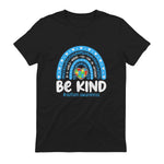 In April We Wear Blue Autism Ribbon T-Shirt in Black - back view