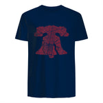 Philadelphia Street Map Liberty Bell Vintage Maroon Philly T-Shirt in Navy - back view