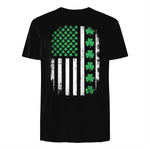 US American Flag with Shamrocks for St Patricks Day T-Shirt in Black - back view