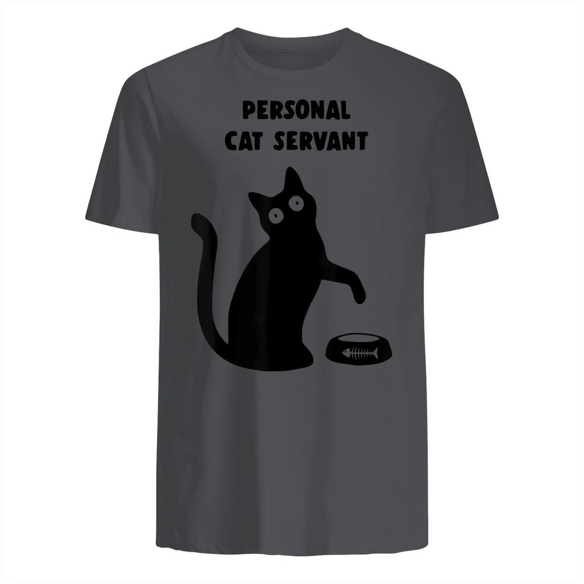 Personal Cat Servant Shirt Funny Black Cat Lover Gift in Charcoal - back view