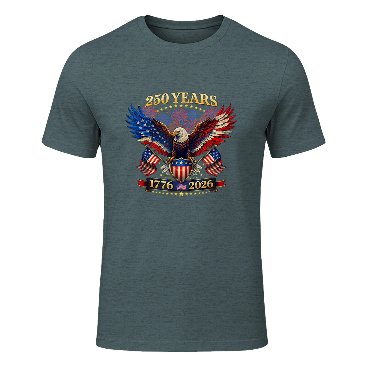 American Independence Day Anniversary T-Shirt in Dark Heather - front view